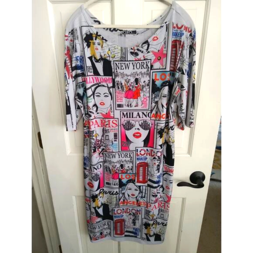 Cleo Graphic Print Midi Dress - Multicolor